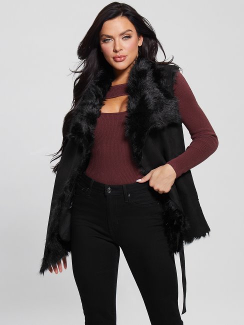 Guess Gilet Nami Réversible Jet Noir