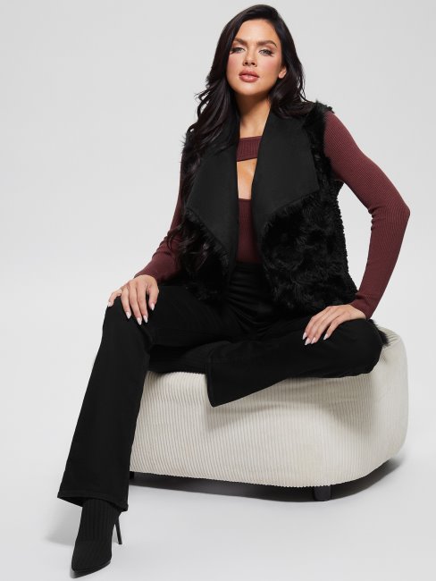 Guess Gilet Nami Réversible Jet Noir