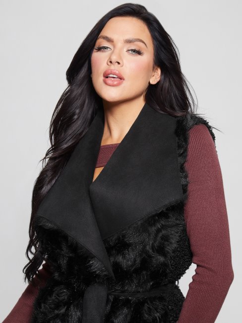 Guess Gilet Nami Réversible Jet Noir