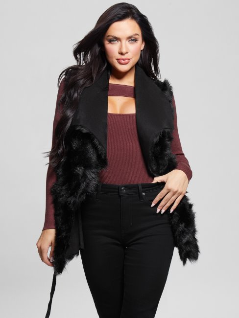 Guess Gilet Nami Réversible Jet Noir