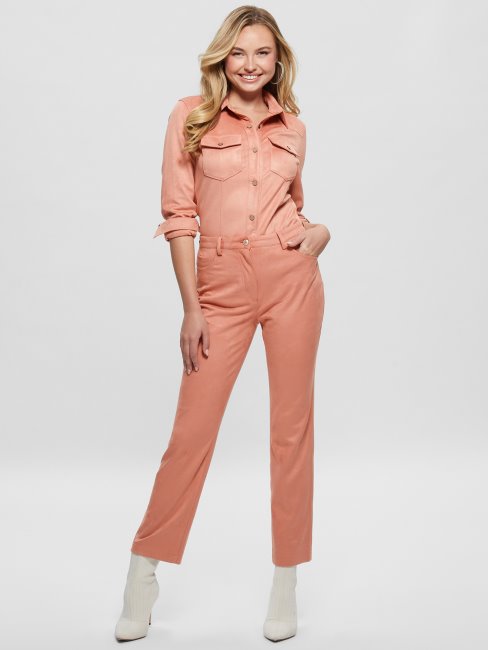 Pantalon Droit Guess Kelly En Satin Rose