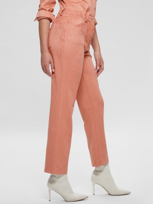 Pantalon Droit Guess Kelly En Satin Rose