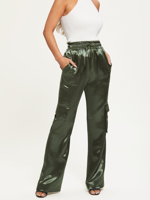 Pantalon Cargo Métallisé Chantal Vert Chasseur Guess