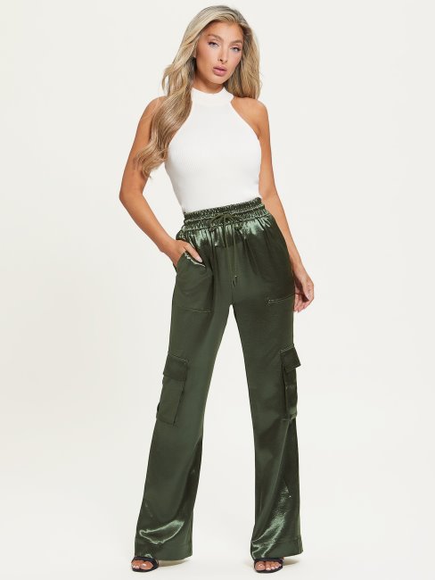 Pantalon Cargo Métallisé Chantal Vert Chasseur Guess