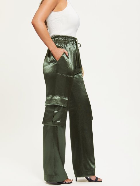 Pantalon Cargo Métallisé Chantal Vert Chasseur Guess