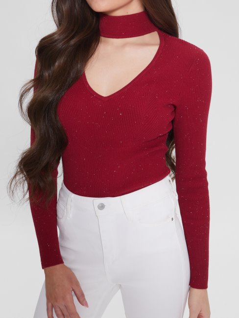 Pull Lea à Sequins Découpés Guess Jus De Fruit Rose Multi