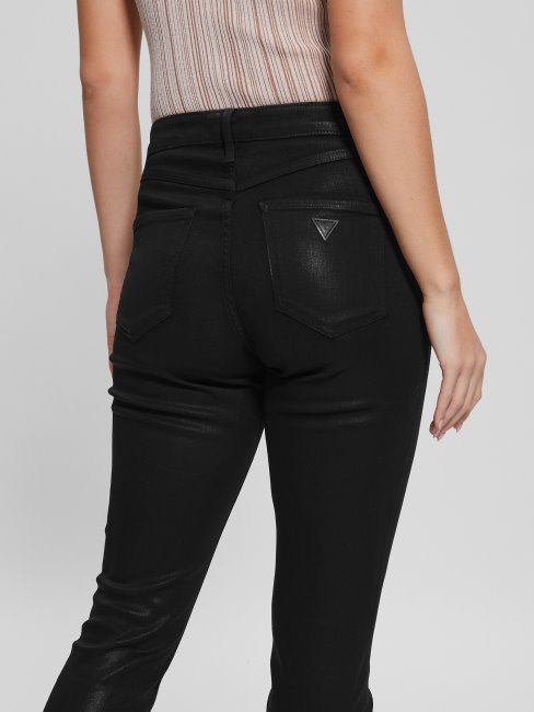 Guess 1981 Jean Skinny Enduit Noir De Jais Multi
