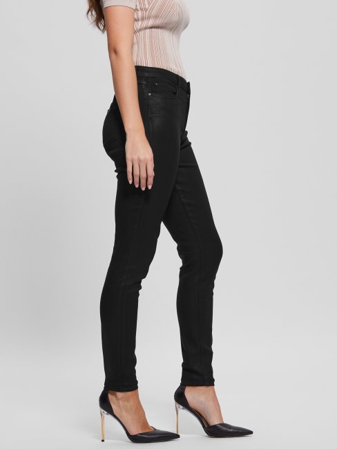 Guess 1981 Jean Skinny Enduit Noir De Jais Multi