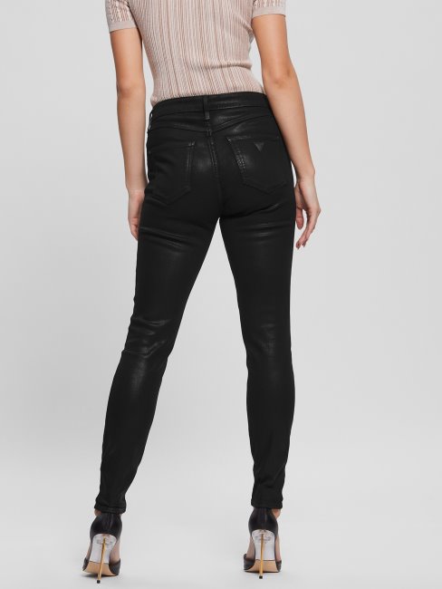Guess 1981 Jean Skinny Enduit Noir De Jais Multi