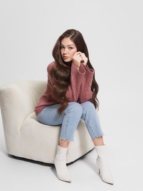 Pull à Col Roulé Torsadé Guess Wendi Mauve Antique