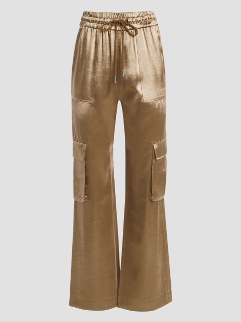 Guess Pantalon Cargo Métallisé Chantal Sable Humide