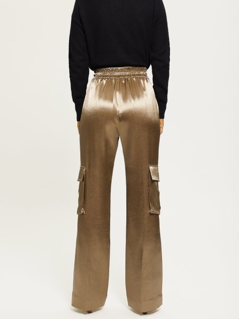 Guess Pantalon Cargo Métallisé Chantal Sable Humide