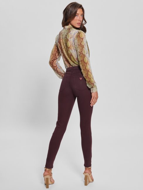 1981 Jeans Skinny Enduits Guess Burgundy Shade Multi