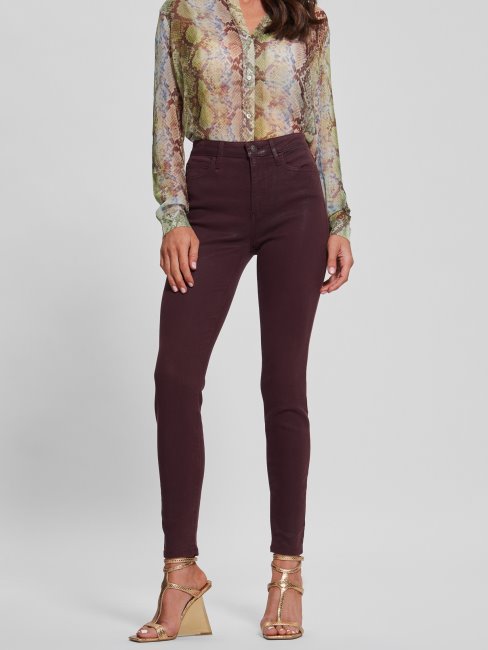 1981 Jeans Skinny Enduits Guess Burgundy Shade Multi