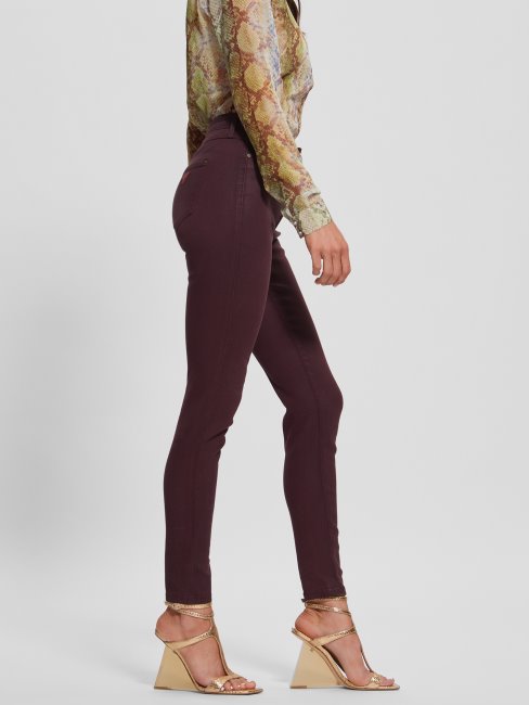 1981 Jeans Skinny Enduits Guess Burgundy Shade Multi