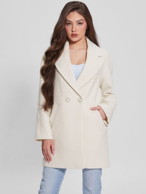 Guess Manteau Ginny Blanc Crème