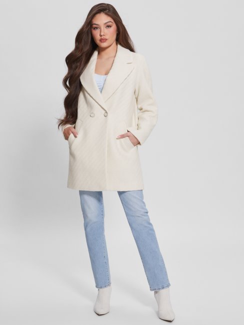Guess Manteau Ginny Blanc Crème