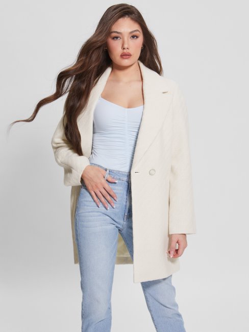 Guess Manteau Ginny Blanc Crème