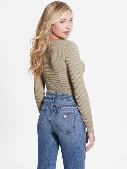 Pull à Découpes En Soie Mélangée Eco Marion Guess Feuille De Sauge