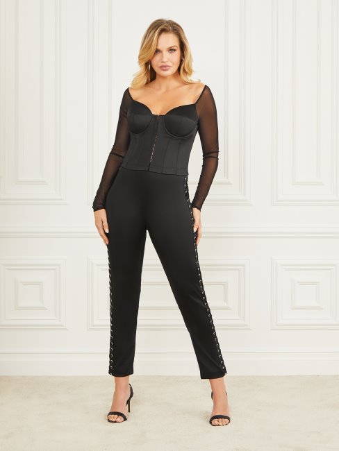 Top Corset Blanc Jet Noir Guess