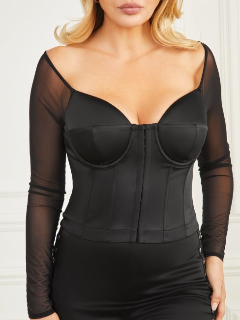 Top Corset Blanc Jet Noir Guess