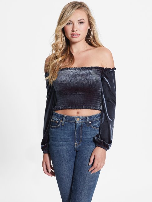 Hima Top épaules Dénudées En Velours Guess Nordic Sea Multi