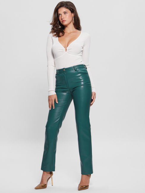 Guess Regal Sarcelle Multi Kelly Pantalon Droit En Similicuir