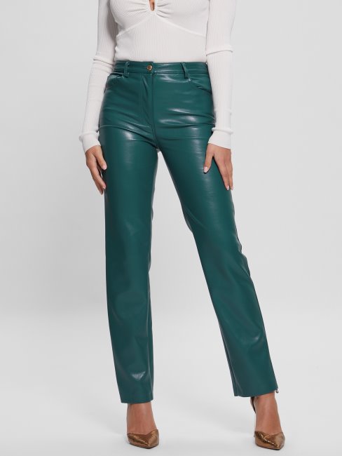 Guess Regal Sarcelle Multi Kelly Pantalon Droit En Similicuir