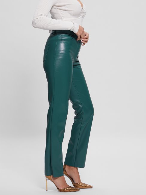 Guess Regal Sarcelle Multi Kelly Pantalon Droit En Similicuir