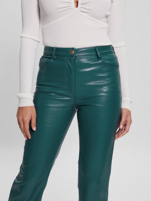 Guess Regal Sarcelle Multi Kelly Pantalon Droit En Similicuir