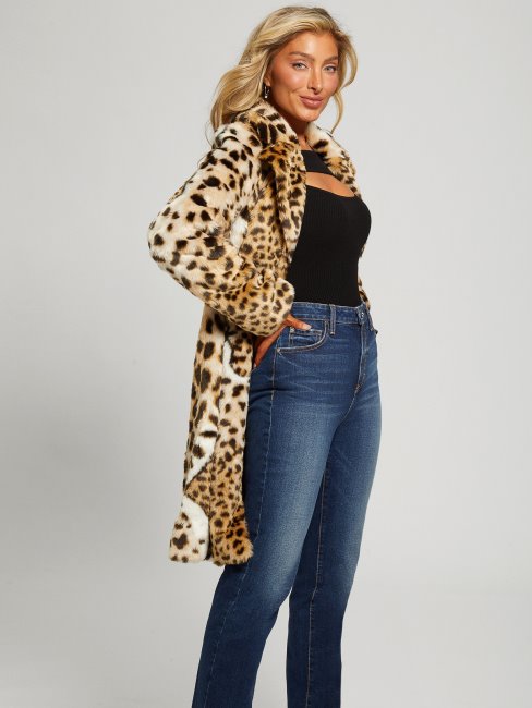 Guess Manteau En Fausse Fourrure Léopard Natura Diletta Multi-tailles