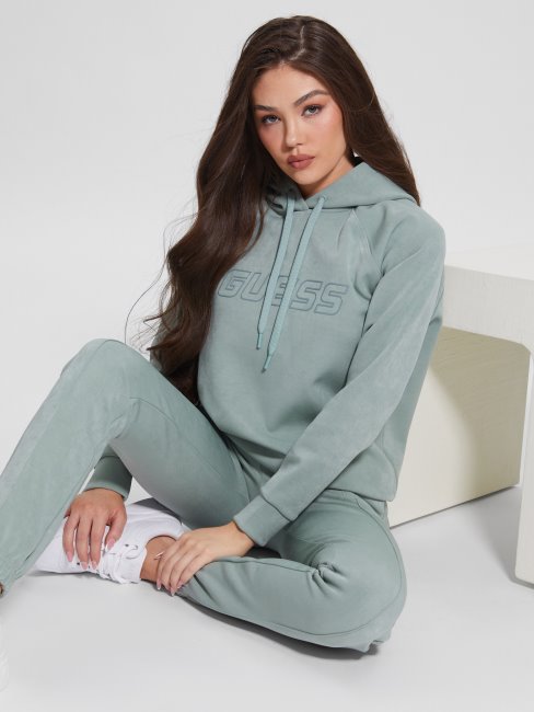 Sweat à Capuche En Faux Suède Gris Euphemia Guess