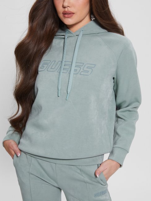 Sweat à Capuche En Faux Suède Gris Euphemia Guess