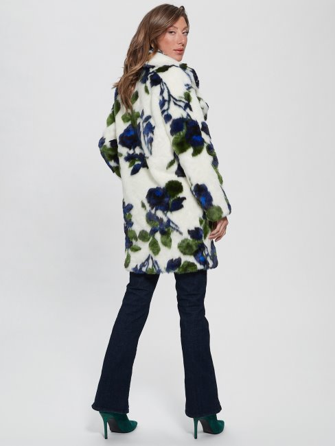 Magda Manteau En Fausse Fourrure Fantasy Flower Blue Combo Guess
