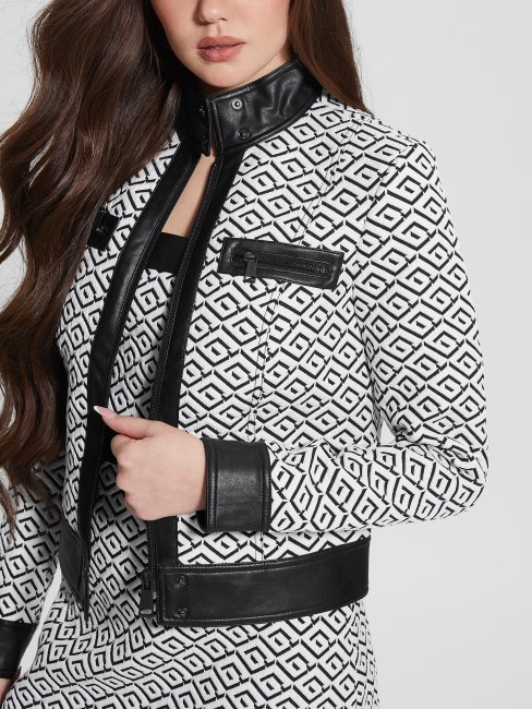 Geo Logo Jqd Blanc/noir Greta Géométrique Veste Guess