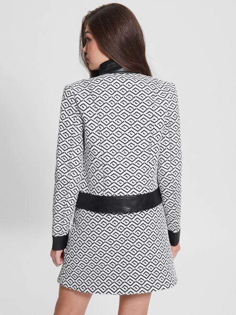 Geo Logo Jqd Blanc/noir Greta Géométrique Veste Guess