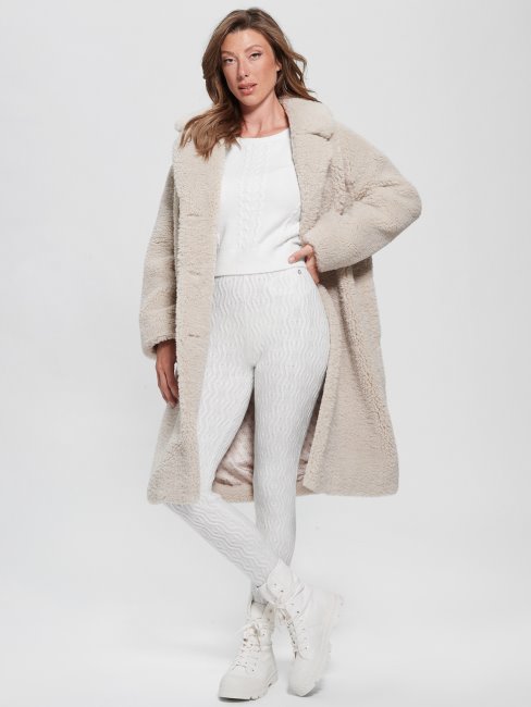 Teresa Pull En Maille Torsadée Mixte Guess Colombe Blanc
