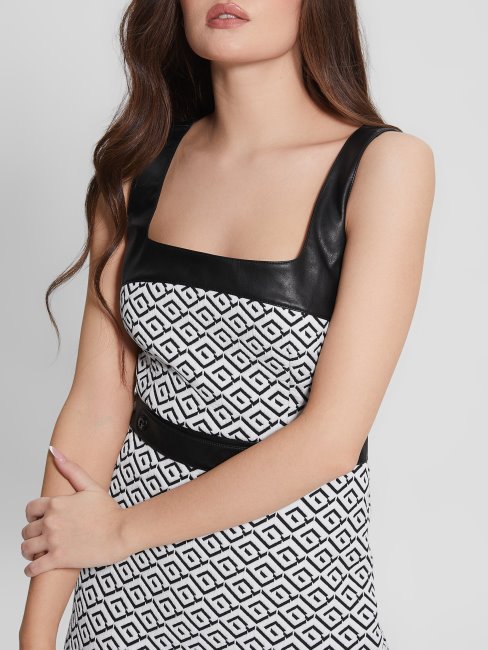 Geo Logo Jqd Peignoir Géométrique Guess Adele Blanc/noir