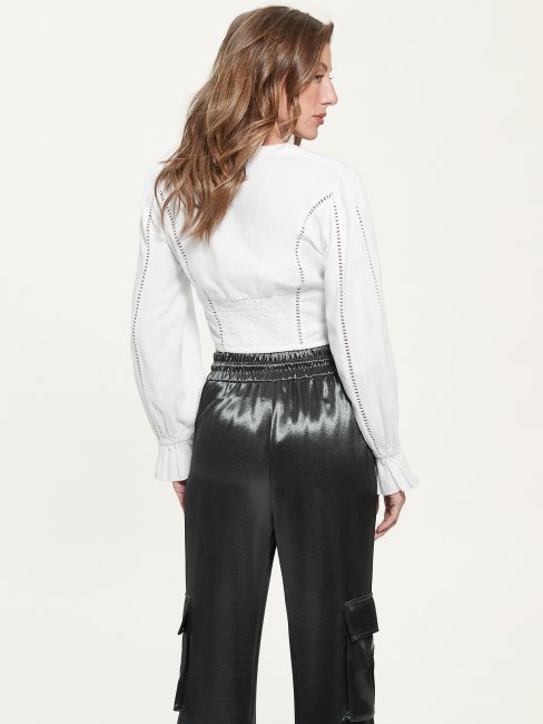 Chemisier En Lin Nandou Blanc Pur Guess