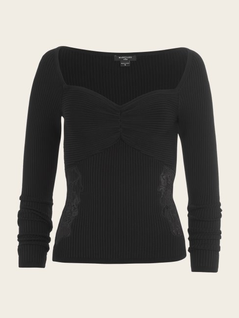 Pull En Dentelle Noir Jais Sadie Top Guess