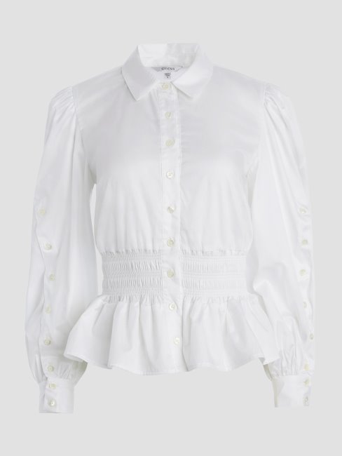 Guess Mandy Blouse Smockée Blanc Pur