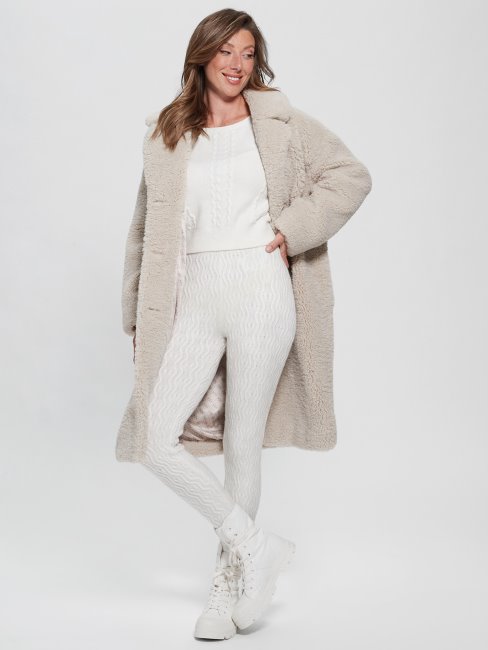 Legging Torsadé En Laine Mélangée Blaire Colombe Blanc Guess