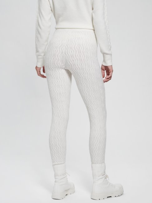Legging Torsadé En Laine Mélangée Blaire Colombe Blanc Guess