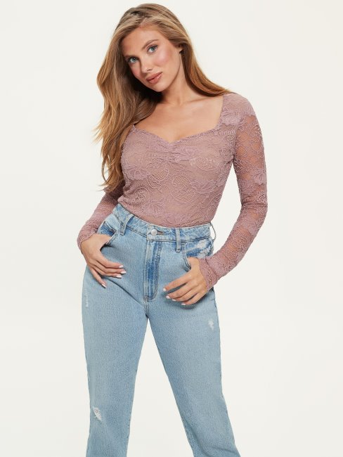 Guess Haut En Dentelle Gemma Rose Violette