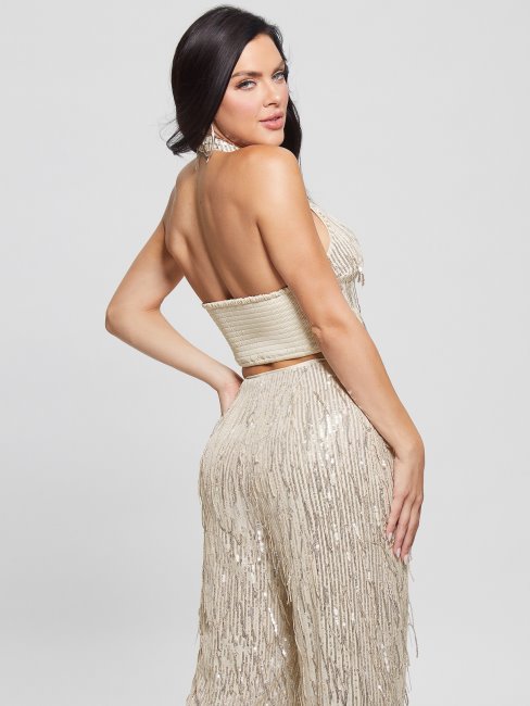 Mia Sequin Top Guess Blanc Cassé Multi