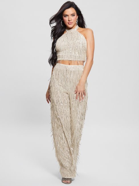 Mia Sequin Top Guess Blanc Cassé Multi