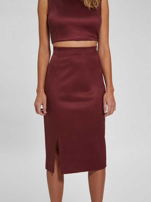 Jupe Imitation Daim Mirabelle De Vin Mystique