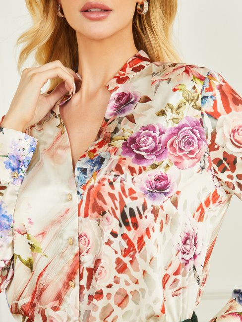 Chemisier Imprimé Kyra à Imprimé D'ombre Rose Guess