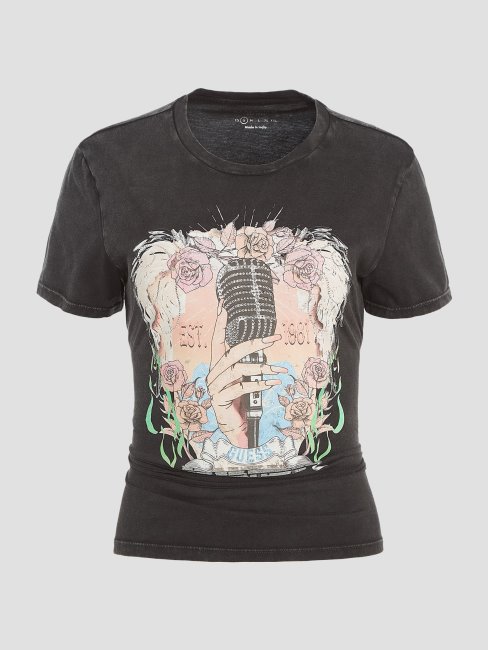 Tee Shirt Rocker à Lacets Jet Black Multi Guess