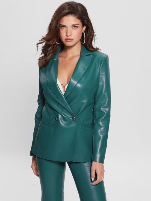 Guess Emelie - Blazer Similicuir En Bleu Sarcelle Royal Multi